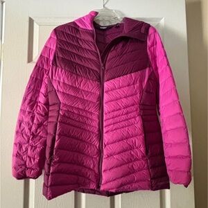 Lands' End Women's Two-Tone Pink Puffer Jacket